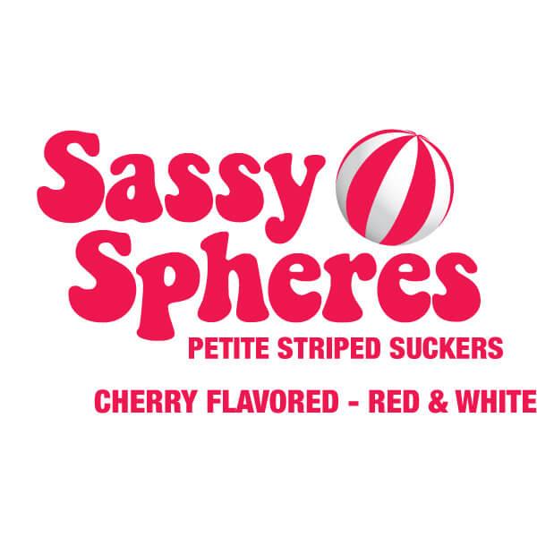 YumJunkie Sassy Spheres Cherry Red Striped Ball Lollipops - Petite: 400-Piece Bag - Candy Warehouse