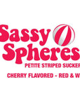 YumJunkie Sassy Spheres Cherry Red Striped Ball Lollipops - Petite: 400-Piece Bag - Candy Warehouse