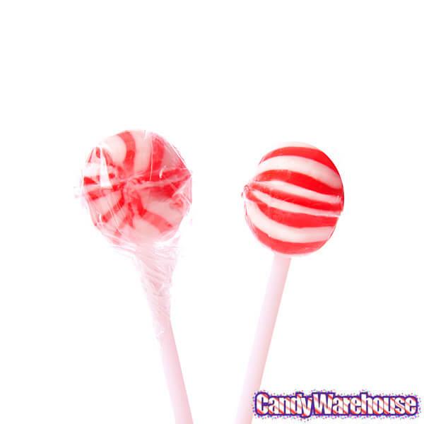 YumJunkie Sassy Spheres Cherry Red Striped Ball Lollipops - Petite: 400-Piece Bag - Candy Warehouse