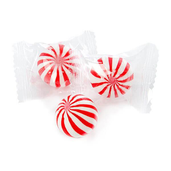 YumJunkie Sassy Spheres Cherry Red Striped Candy Balls: 5LB Bag - Candy Warehouse