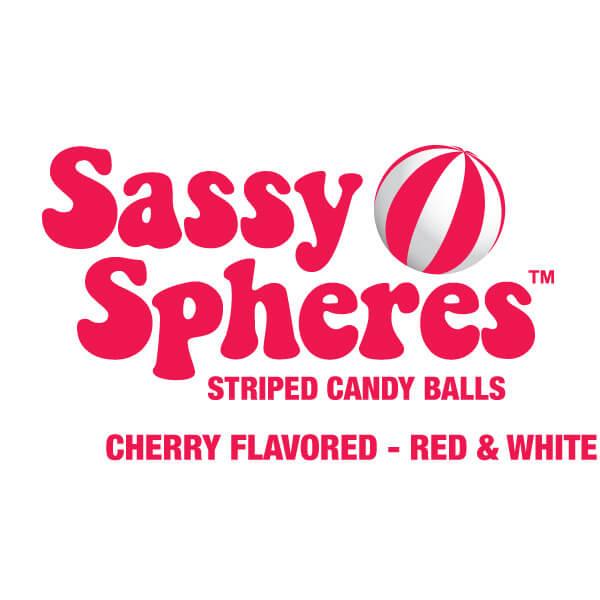 YumJunkie Sassy Spheres Cherry Red Striped Candy Balls: 5LB Bag - Candy Warehouse