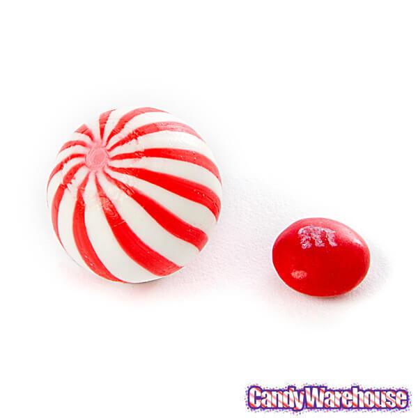 YumJunkie Sassy Spheres Cherry Red Striped Candy Balls: 5LB Bag - Candy Warehouse