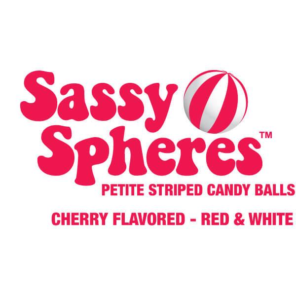 YumJunkie Sassy Spheres Cherry Red Striped Candy Balls - Petite: 5LB Bag - Candy Warehouse