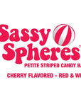 YumJunkie Sassy Spheres Cherry Red Striped Candy Balls - Petite: 5LB Bag - Candy Warehouse