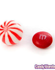 YumJunkie Sassy Spheres Cherry Red Striped Candy Balls - Petite: 5LB Bag - Candy Warehouse