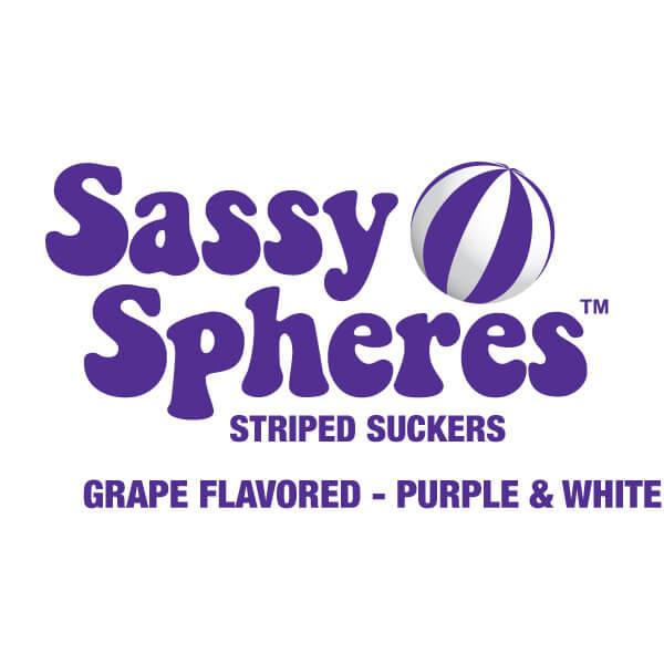 YumJunkie Sassy Spheres Grape Purple Striped Ball Lollipops: 100-Piece Bag - Candy Warehouse