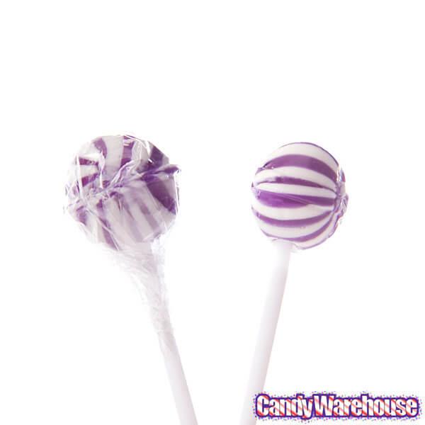 YumJunkie Sassy Spheres Grape Purple Striped Ball Lollipops - Petite: 400-Piece Bag - Candy Warehouse