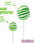 YumJunkie Sassy Spheres Lime Green Striped Ball Lollipops: 100-Piece Bag - Candy Warehouse