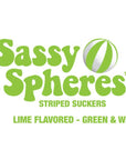 YumJunkie Sassy Spheres Lime Green Striped Ball Lollipops: 100-Piece Bag - Candy Warehouse