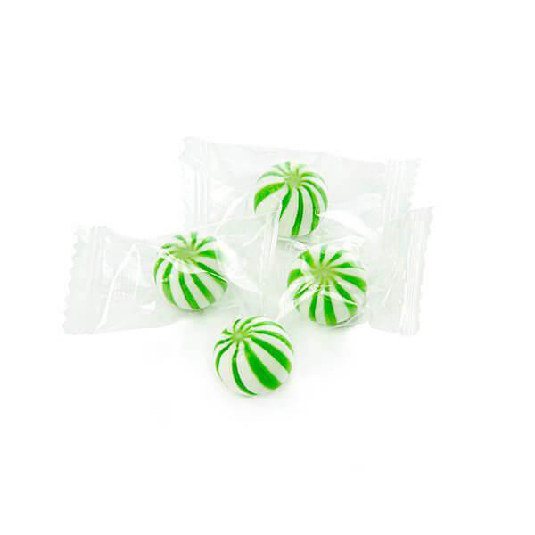 YumJunkie Sassy Spheres Lime Green Striped Candy Balls - Petite: 5LB Bag - Candy Warehouse