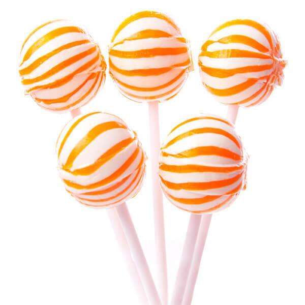 YumJunkie Sassy Spheres Orange Striped Ball Lollipops: 100-Piece Bag - Candy Warehouse