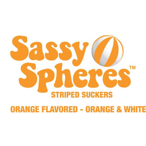 YumJunkie Sassy Spheres Orange Striped Ball Lollipops: 100-Piece Bag - Candy Warehouse