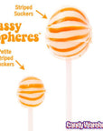 YumJunkie Sassy Spheres Orange Striped Ball Lollipops - Petite: 400-Piece Bag - Candy Warehouse