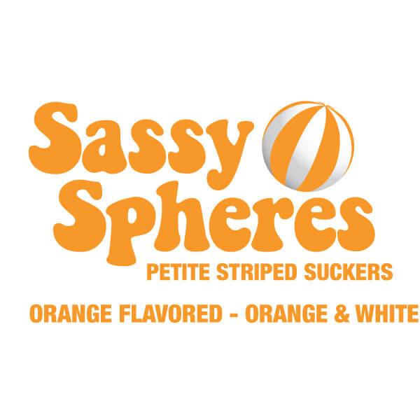 YumJunkie Sassy Spheres Orange Striped Ball Lollipops - Petite: 400-Piece Bag - Candy Warehouse