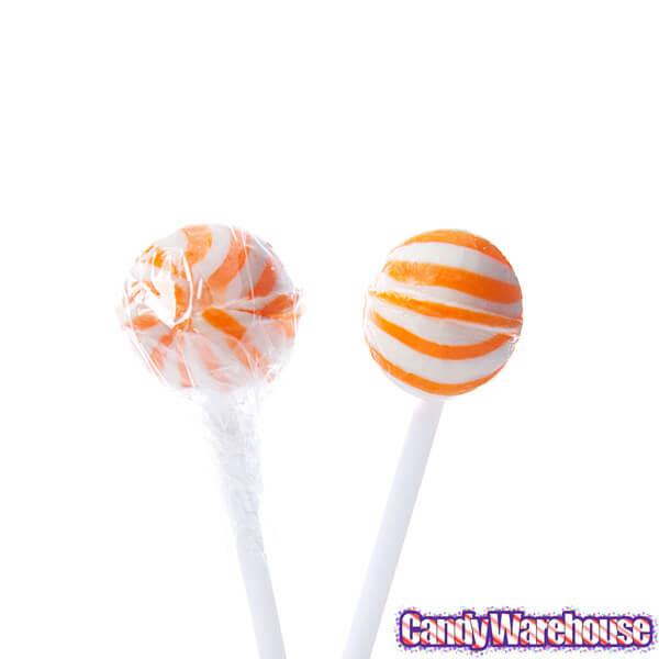 YumJunkie Sassy Spheres Orange Striped Ball Lollipops - Petite: 400-Piece Bag - Candy Warehouse