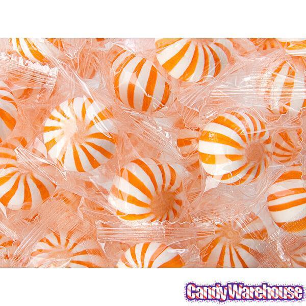 YumJunkie Sassy Spheres Orange Striped Candy Balls: 5LB Bag - Candy Warehouse