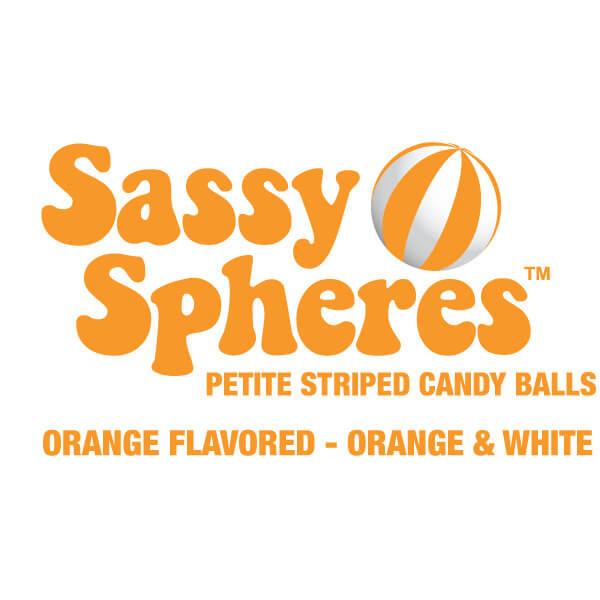 YumJunkie Sassy Spheres Orange Striped Candy Balls - Petite: 5LB Bag - Candy Warehouse