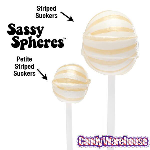 YumJunkie Sassy Spheres Pineapple White Striped Ball Lollipops: 100-Piece Bag - Candy Warehouse