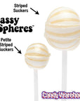 YumJunkie Sassy Spheres Pineapple White Striped Ball Lollipops: 100-Piece Bag