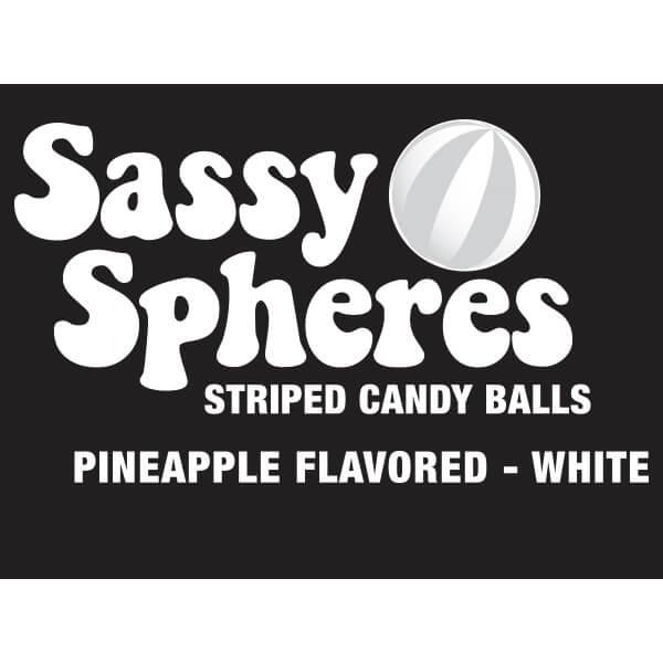 YumJunkie Sassy Spheres Pineapple White Striped Ball Lollipops: 100-Piece Bag - Candy Warehouse