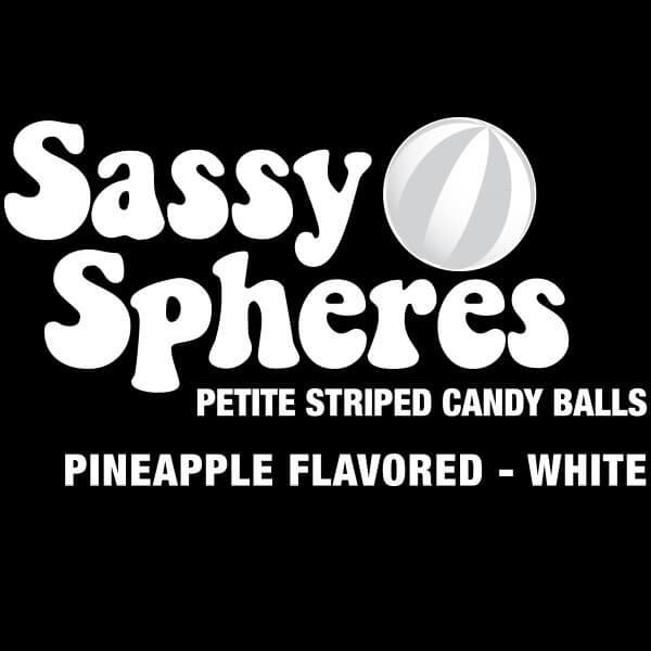 YumJunkie Sassy Spheres Pineapple White Striped Candy Balls - Petite: 5LB Bag - Candy Warehouse