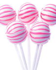 YumJunkie Sassy Spheres Strawberry Pink Striped Ball Lollipops: 100-Piece Bag - Candy Warehouse