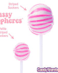 YumJunkie Sassy Spheres Strawberry Pink Striped Ball Lollipops: 100-Piece Bag - Candy Warehouse