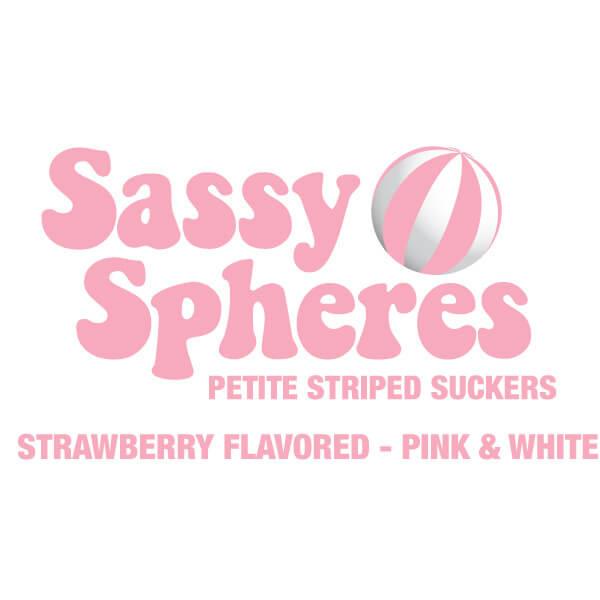 YumJunkie Sassy Spheres Strawberry Pink Striped Ball Lollipops - Petite: 400-Piece Bag - Candy Warehouse