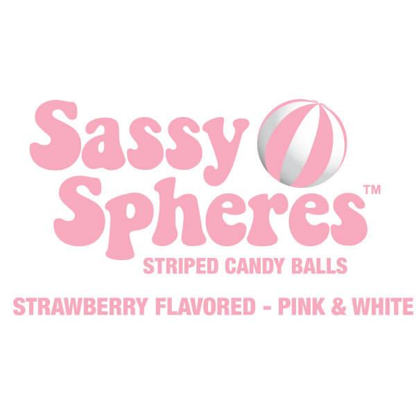 YumJunkie Sassy Spheres Strawberry Pink Striped Candy Balls: 5LB Bag - Candy Warehouse