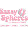 YumJunkie Sassy Spheres Strawberry Pink Striped Candy Balls: 5LB Bag - Candy Warehouse