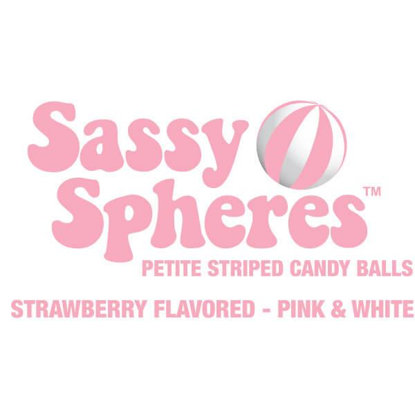 YumJunkie Sassy Spheres Strawberry Pink Striped Candy Balls - Petite: 5LB Bag - Candy Warehouse