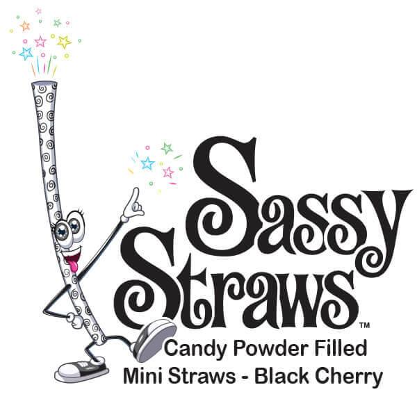 YumJunkie Sassy Straws Candy Powder Filled Mini Straws - Black Cherry: 50-Piece Bag