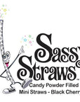 YumJunkie Sassy Straws Candy Powder Filled Mini Straws - Black Cherry: 50-Piece Bag