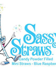 YumJunkie Sassy Straws Candy Powder Filled Mini Straws - Blue Raspberry: 50-Piece Bag - Candy Warehouse