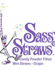 YumJunkie Sassy Straws Candy Powder Filled Mini Straws - Grape: 50-Piece Bag - Candy Warehouse