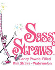 YumJunkie Sassy Straws Candy Powder Filled Mini Straws - Watermelon: 50-Piece Bag