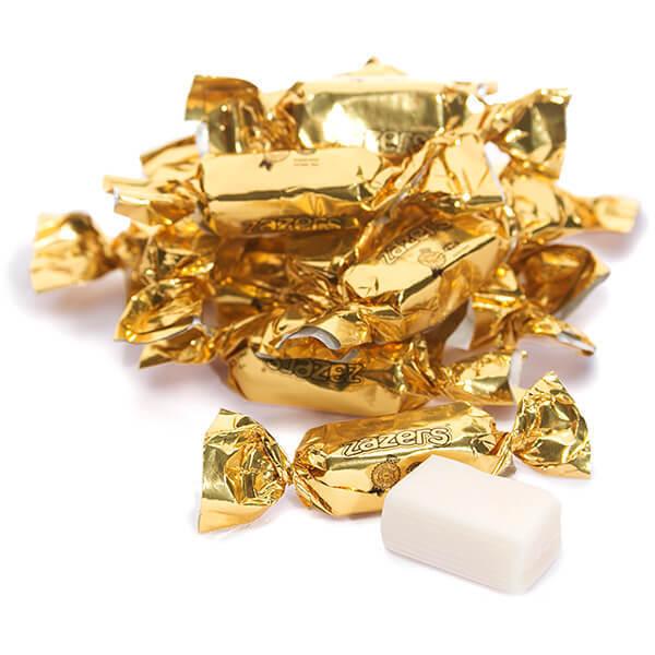 Zazers Gold Foiled Peach Chewy Candy: 1LB Bag - Candy Warehouse