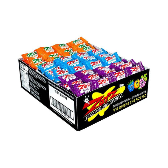 Zotz Sour Candy Fizz Strings - Blue Raspberry, Orange, Grape: 48-Piece ...