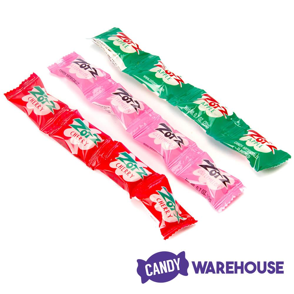 Zotz Sour Candy Fizz Strings - Cherry, Apple, Watermelon: 48-Piece Display - Candy Warehouse